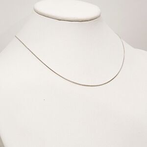 Italy 925 Vintage Sterling Silver Box Chain Necklace 16.5-inch